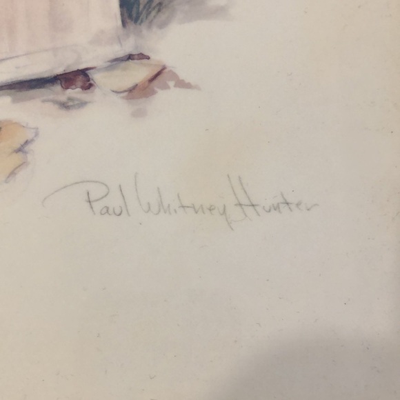 Vintage Paul Whitney Hunter lithograph print signed kittens floral framed 70s - Picture 3 of 6